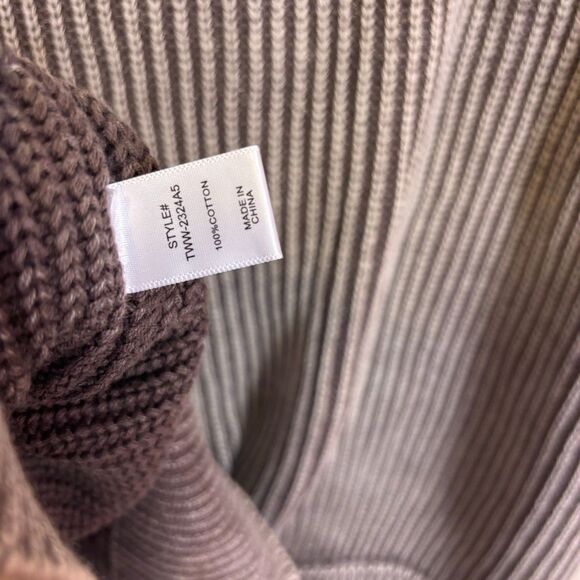 New Zenana Brown Ribbed Mock Neck Pullover Sweater S/M - Picture 5 of 6